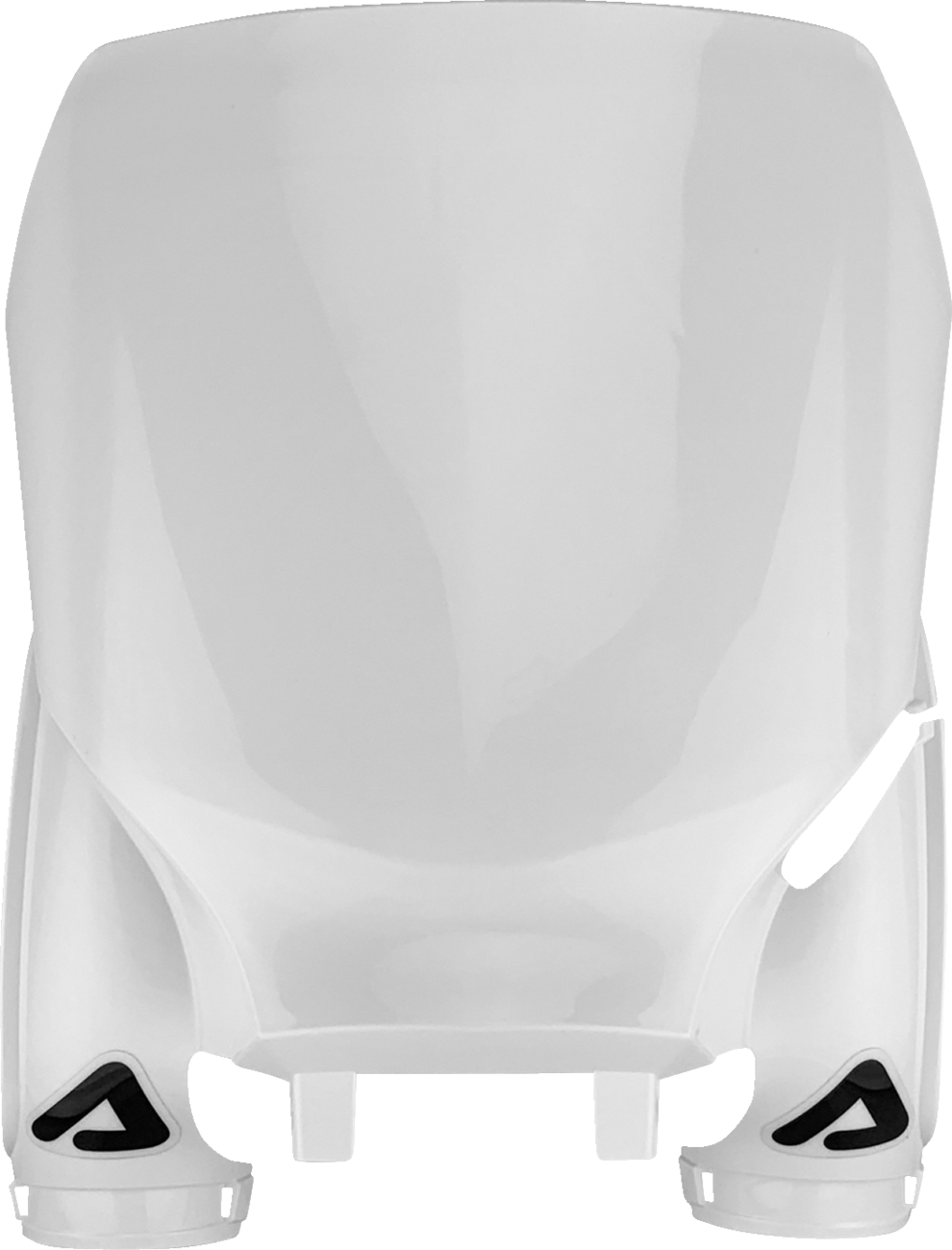 White ACERBIS Raptor number plate mounted on a vehicle, showcasing the body style and brand details.