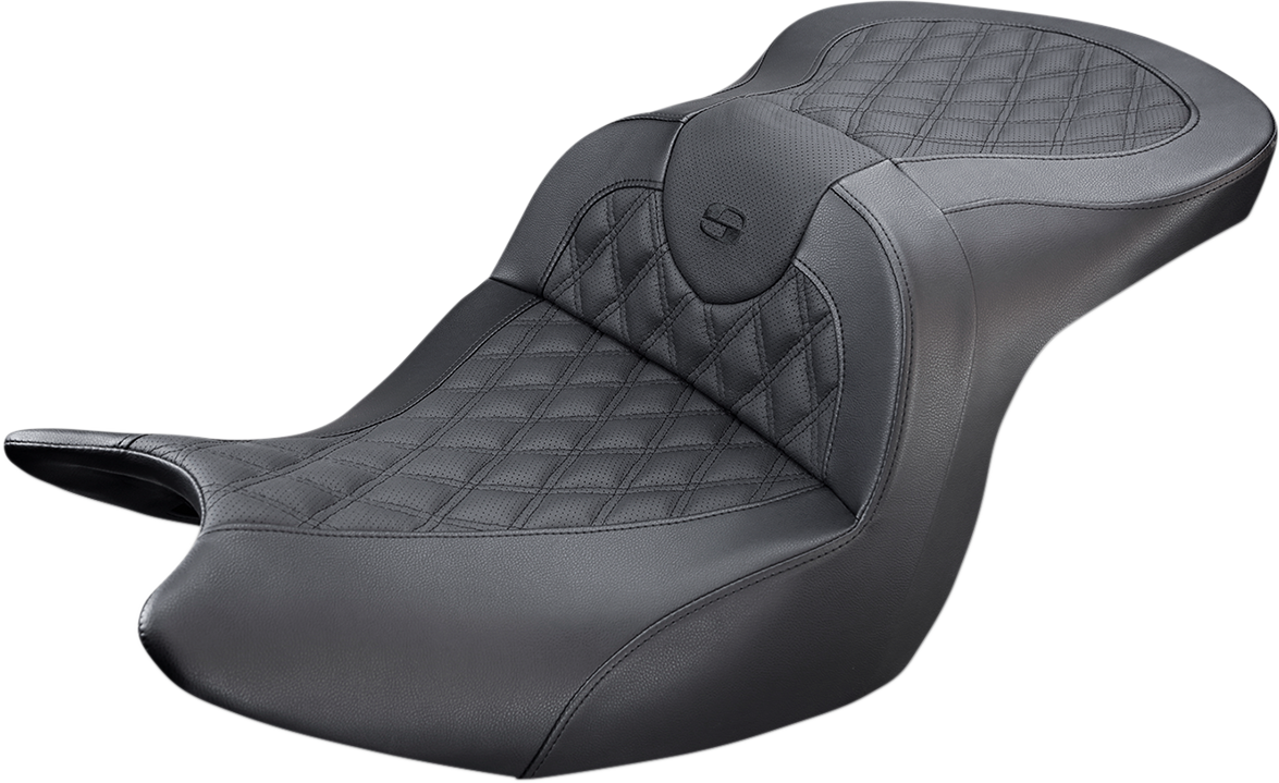 SADDLEMEN Seat - Roadsofa - Without Backrest - Full Lattice Stitch - Black H18-07-182 - Howling Moto