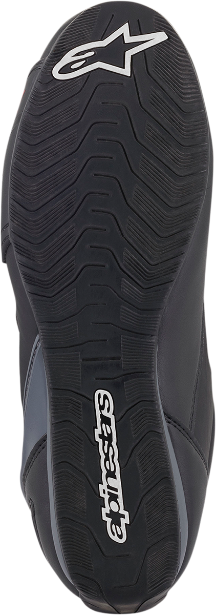 Bill's Exhausts Alpinstars Faster-3 Rideknit shoes in black, gray, and red, US 10, lightweight athletic footwear with breathable design.