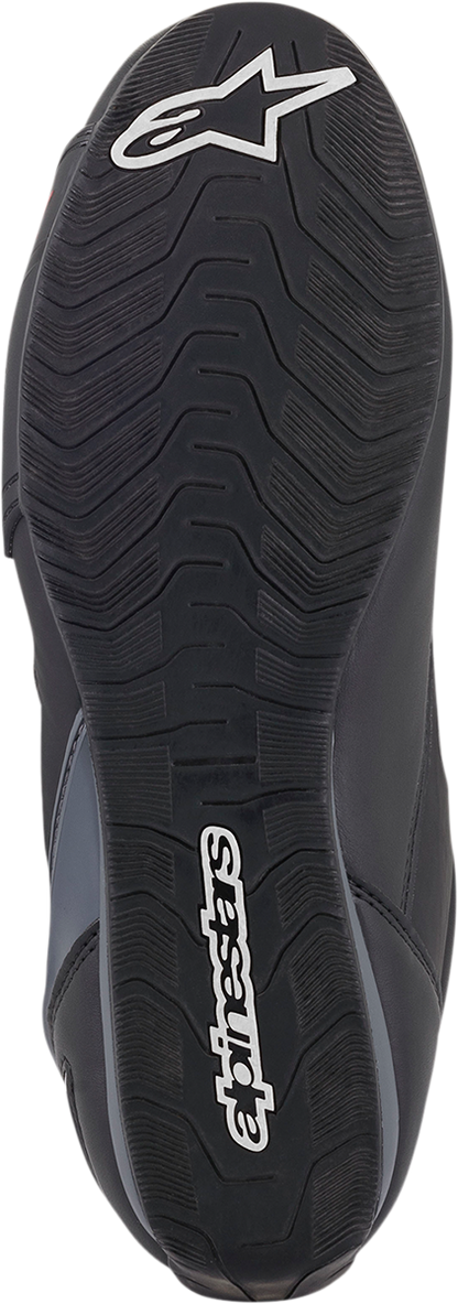 Alpinestars Faster-3 Rideknit® Shoes in black, gray, and red, US 13.5, featuring sporty design and breathable rideknit material.