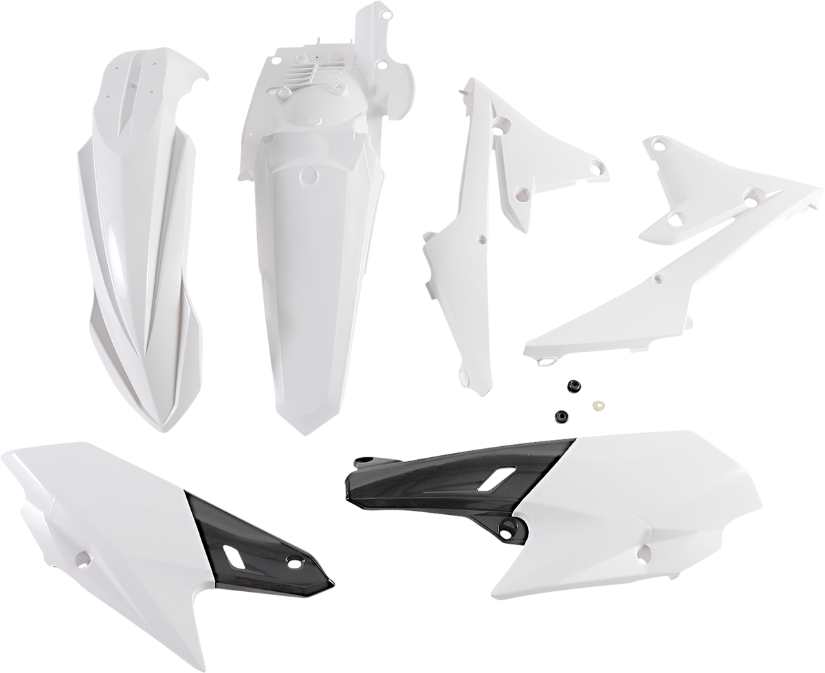 Acerbis standard replacement body kit in white for motorcycles, featuring streamlined design and durable construction.