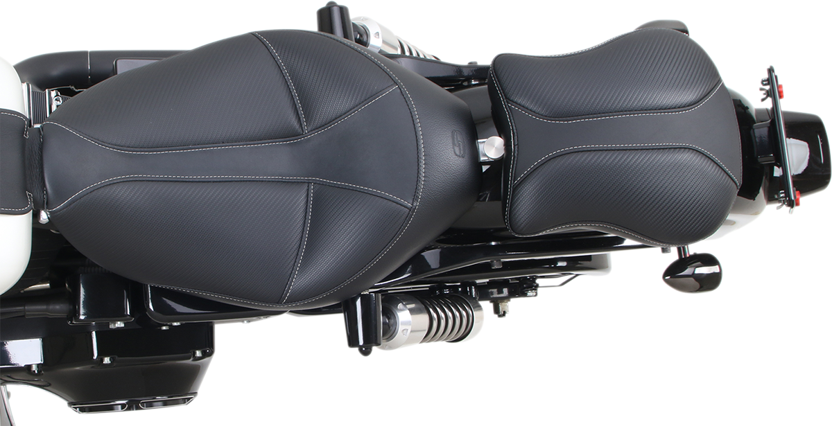 Contoured SADDLEMEN Dominator Seat Pad for motorcycles, featuring a 9-inch design with textured surface and supportive contouring.