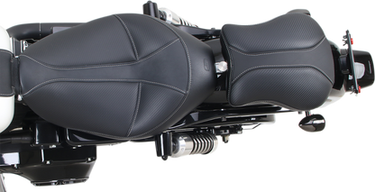 Contoured SADDLEMEN Dominator Seat Pad for motorcycles, featuring a 9-inch design with textured surface and supportive contouring.