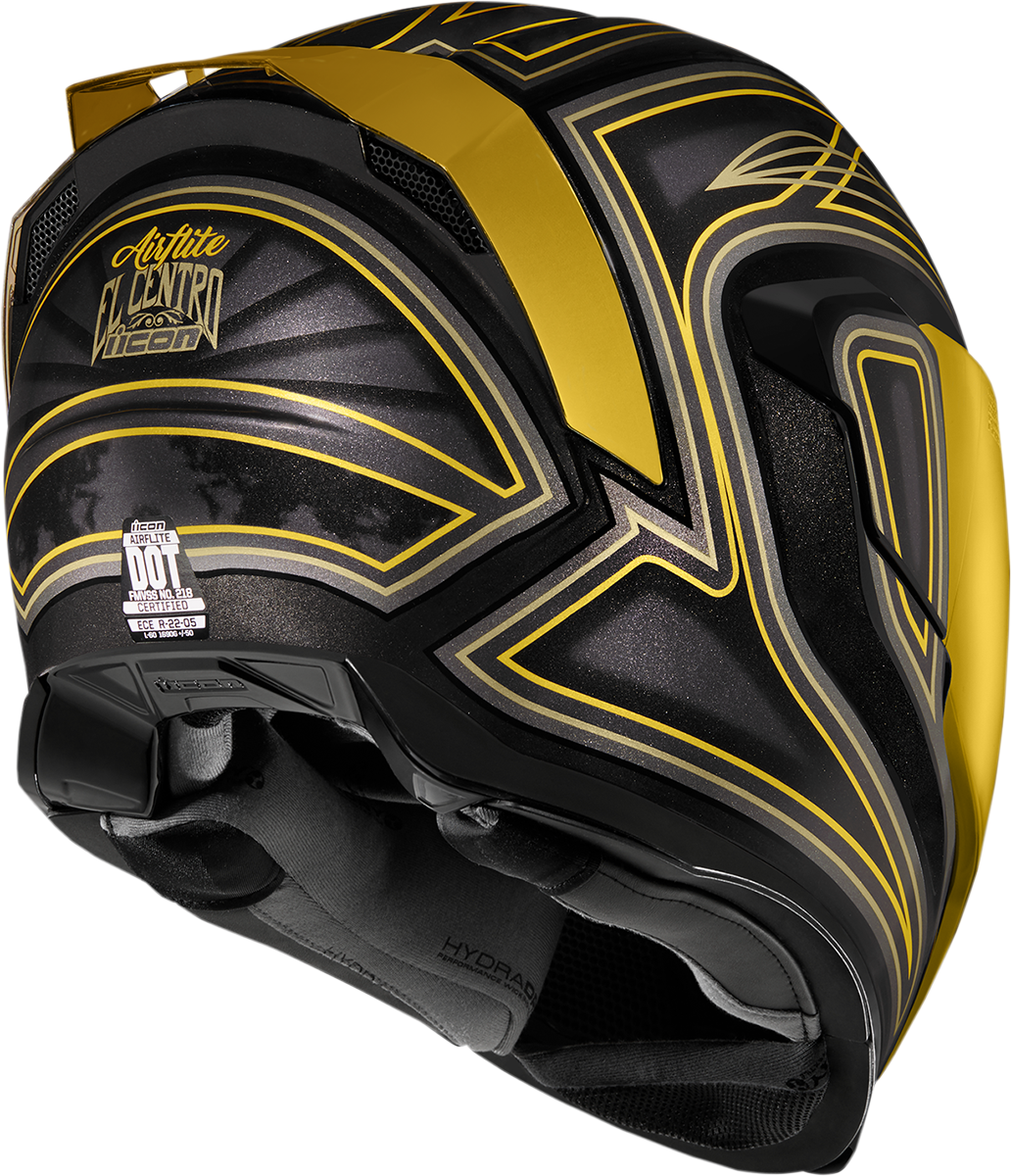 Black ICON Airflite™ helmet in medium size with sleek design and clear visor, shown from front angle.