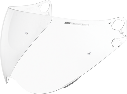 Clear ICON Variant Pro™ Pinlock®-Ready shield, helmet parts from Bill's Exhausts, shown in the image with reflective surface and mounting edges.