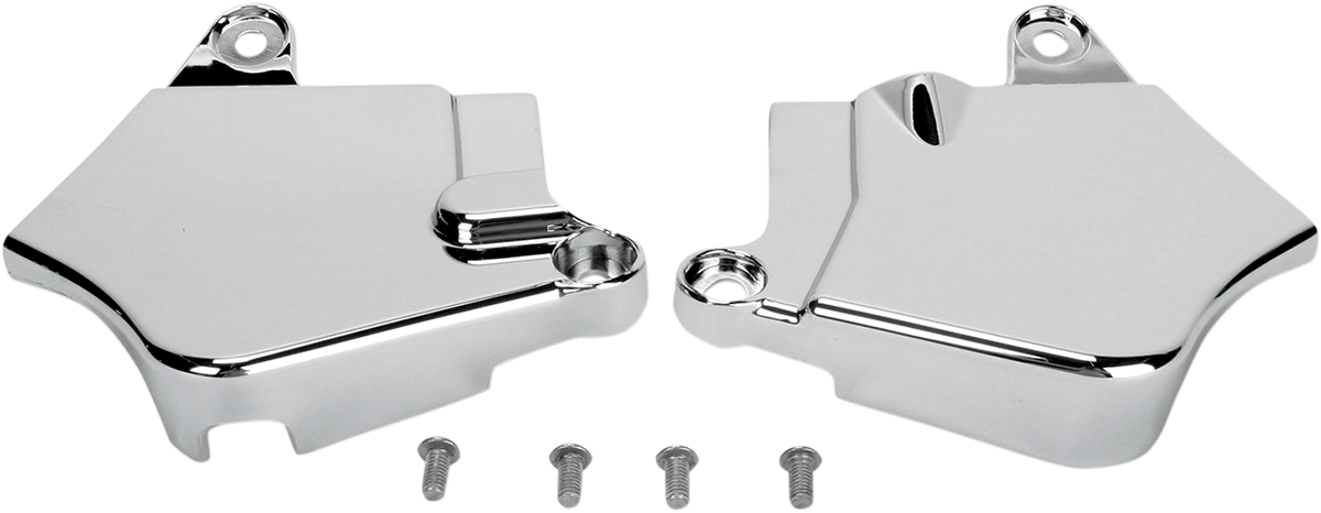 Chrome 71-128 engine neck covers from Bill's Exhausts, showcasing shiny, durable chrome finish on engine components.