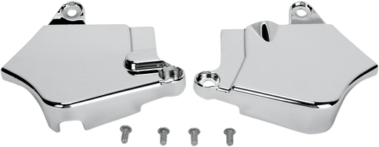 Chrome 71-128 engine neck covers from Bill's Exhausts, showcasing shiny, durable chrome finish on engine components.