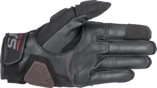 Alpinestars Halo Black Gloves in 2XL size with protective knuckles and adjustable wrist strap, designed for motorcycle riding.