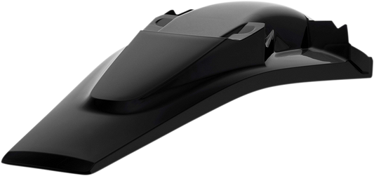 A black Acerbis rear fender for motorcycle, designed for durability and style, shown against a plain background.
