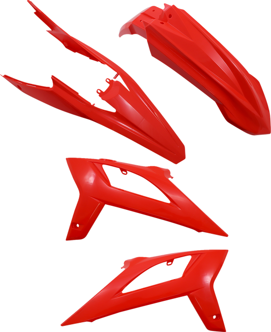 A black ACERBIS standard replacement body kit for motorcycle, OEM 2936277118, shown on a white background.