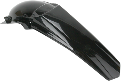A black Acerbis rear fender for motorcycle, mounted on a bike, with a sleek curved design and product code 2040880001.