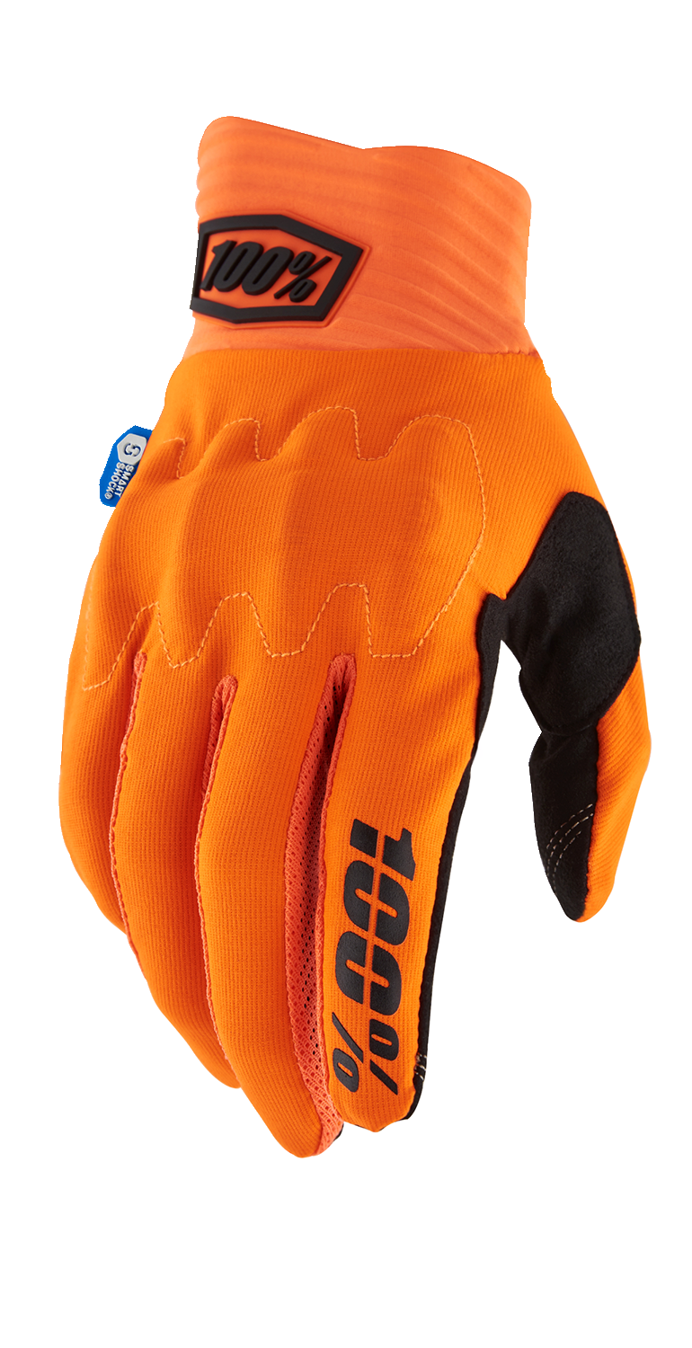 Cognito Smart Shock Gloves in fluorescent orange, 2XL size, by Bill's Exhausts, showcasing padded design and secure fit.