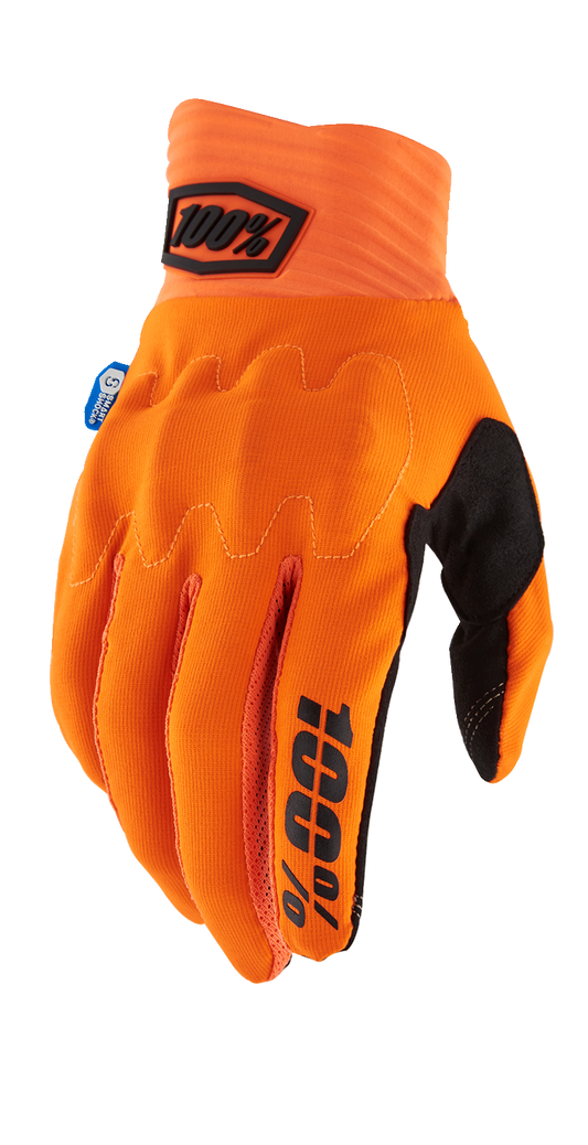 Cognito Smart Shock Gloves in fluorescent orange, 2XL size, by Bill's Exhausts, showcasing padded design and secure fit.