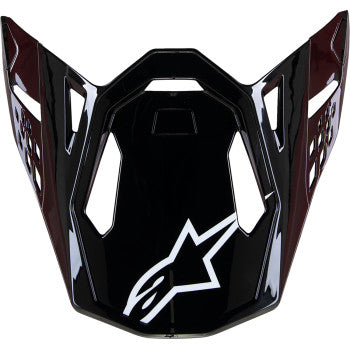 Gloss black carbon visor for ALPINESTARS Supertech M10 helmet, featuring a sleek, curved design with clear visibility.