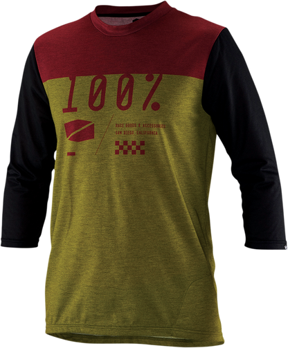Bill's Exhausts 100% Airmatic Jersey in olive, 3/4 sleeve, medium size, showcasing the comfortable fabric and stylish design.