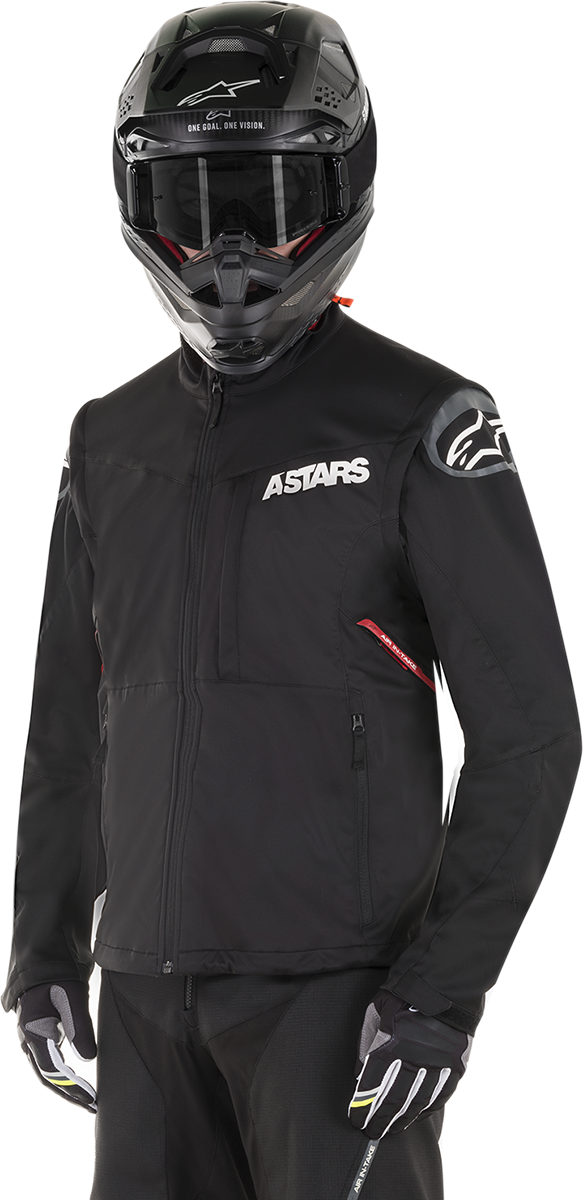 Alpinestars Session Race Jacket in black and red, 2XL, featuring a sleek design with protective padding and sporty style.