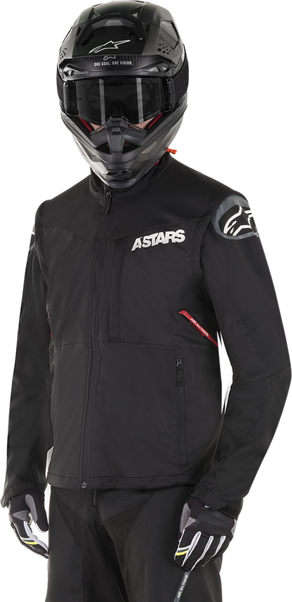 Alpinestars Session Race Jacket in black and red, 2XL, featuring a sleek design with protective padding and sporty style.