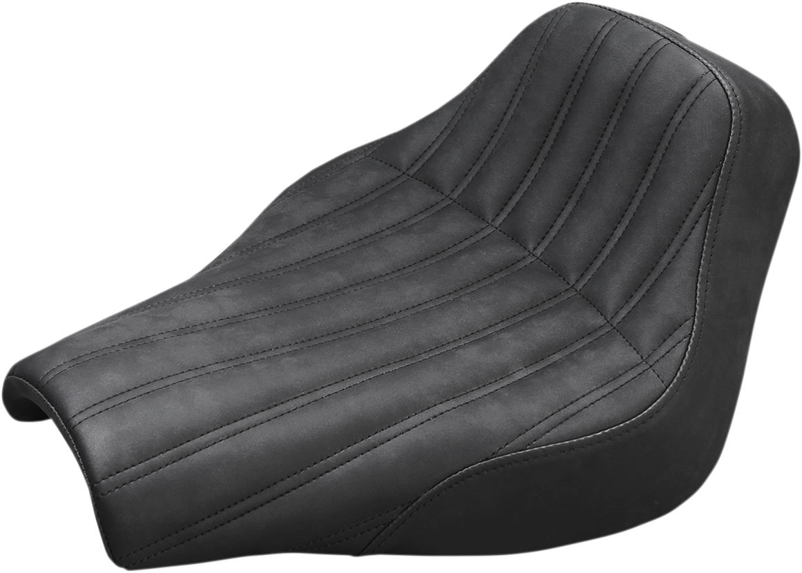 SADDLEMEN Knuckle Solo Seat for Harley Softail 2018-2020, soft leather seat with contour design, branded by Bill's Exhausts