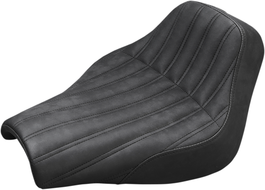SADDLEMEN Knuckle Solo Seat for Harley Softail 2018-2020, soft leather seat with contour design, branded by Bill's Exhausts
