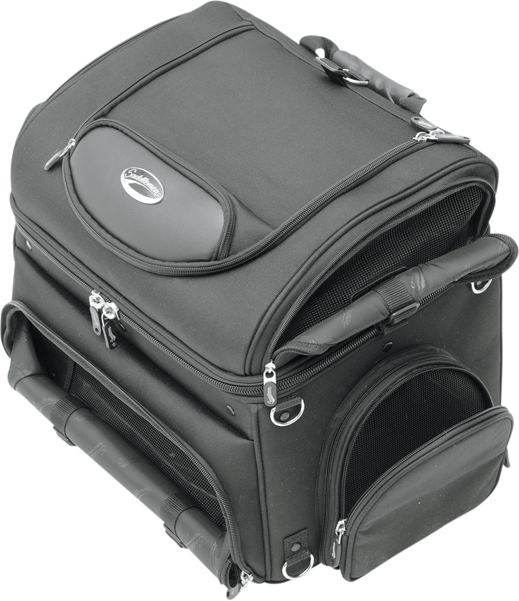 Bill's Exhausts SADDLEMEN Pet Voyager seat, black motorcycle seat with cushioned surface, designed for comfort and durability.
