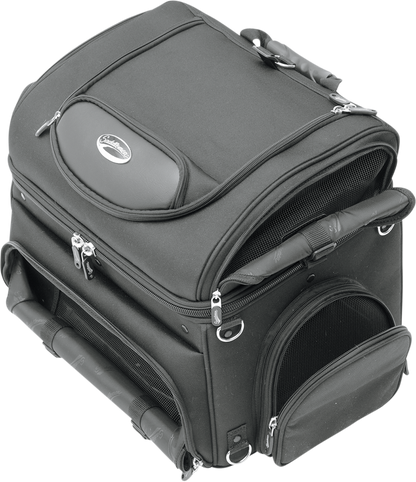 Bill's Exhausts SADDLEMEN Pet Voyager seat, black motorcycle seat with cushioned surface, designed for comfort and durability.