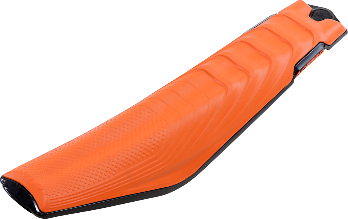 Acerbis X-Seat soft body armor in orange and black for KTM motorcycles, featuring durable padding and secure fit.