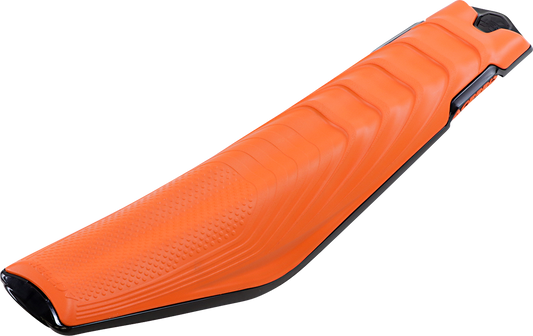 Acerbis X-Seat soft body armor in orange and black for KTM motorcycles, featuring durable padding and secure fit.