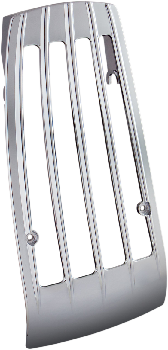 Chrome radiator grille for VT1300 motorcycle engine by Bill's Exhausts, showcasing its shiny chrome finish and sleek design.