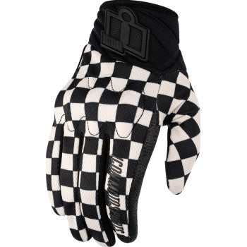 ICON Women's Anthem3™ CX Gloves in checker pattern, medium size, featuring protective design and durable construction.