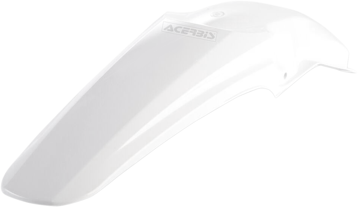 Acerbis white rear fender motorcycle body part with mounting points, designed for off-road or motocross bikes.
