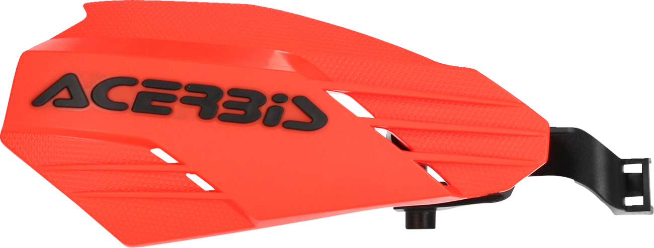 Acerbis K-Linear red and black motorcycle handguards mounted on handlebars for protection and style.
