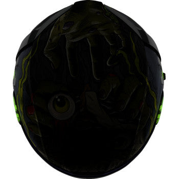 Black ICON Airform™ Dead Serious helmet in medium size with sleek design, featuring a smooth black finish and aerodynamic shape.
