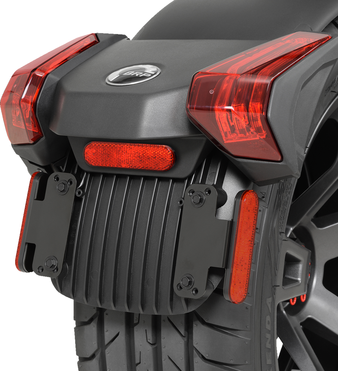 Red SHOW CHROME engine marker light by Bill's Exhausts mounted on a vehicle engine for visibility.