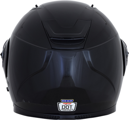 Gloss black AFX FX-111 helmet in XL size, with smooth finish and aerodynamic design, shown from a side angle.