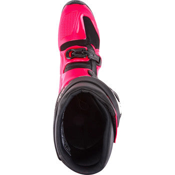 Alpinestars Tech 7 motocross boots in Diva Pink and Black, US 8, featuring durable design and protective features.