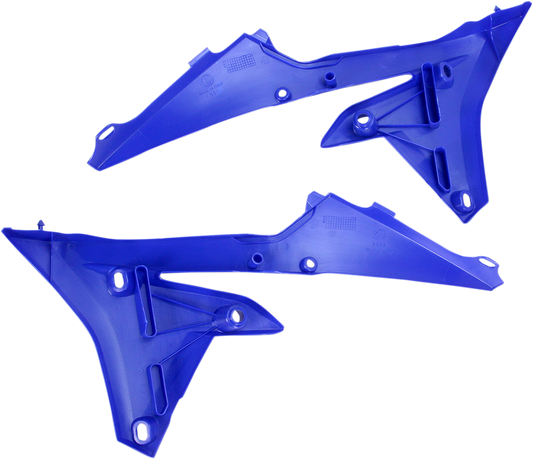 Blue Acerbis radiator shrouds for motorcycle lower body, featuring sleek design and branding details.