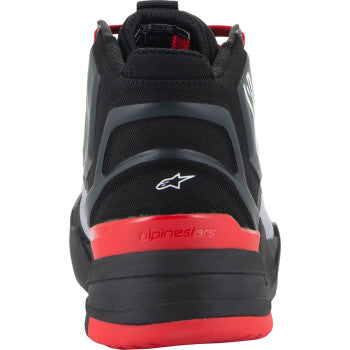 Alpinestars Speedflight racing shoes in black, red, and white for men, US 10.5, featuring sleek, aerodynamic design and durable materials.