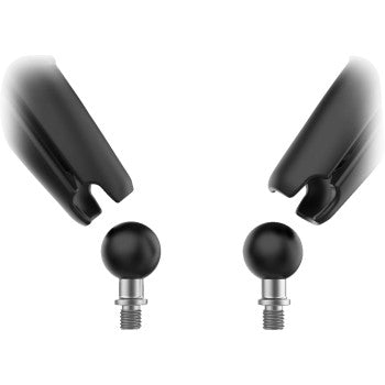RAM Mounts Tough-Mirror™ Kit with M10-1.25 bases and long arm, mounted on a vehicle mirror for secure device attachment.