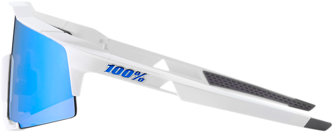 100% Speedcraft Sunglasses - White - Blue Mirror 60007-00012 - Howling Moto