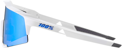 100% Speedcraft Sunglasses - White - Blue Mirror 60007-00012 - Howling Moto