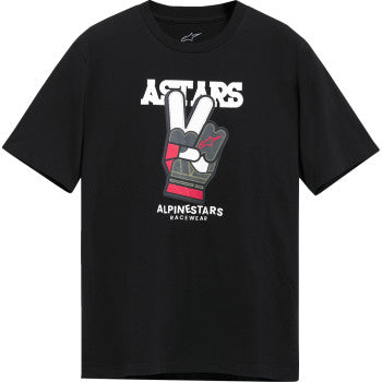 Black ALPINESTARS Peaceout CSF T-Shirt in 2XL, featuring a casual fit and printed graphic design, made by Bill's Exhausts.
