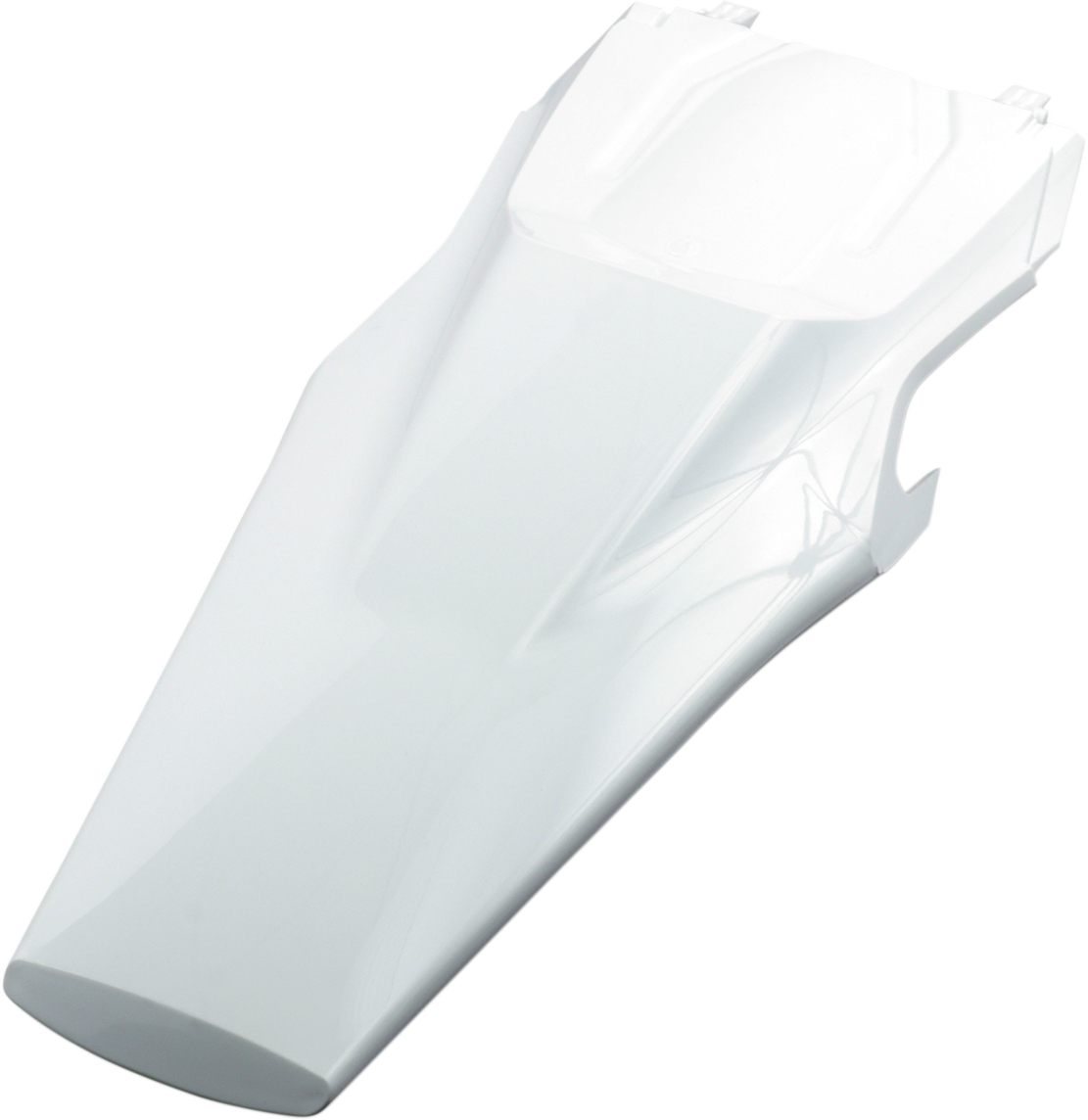 A white Acerbis rear fender for motorcycle, designed as a durable body part with mounting points for easy installation.