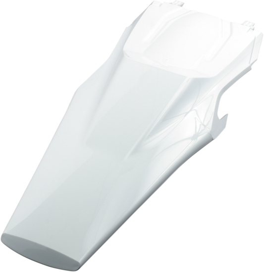 A white Acerbis rear fender for motorcycle, designed as a durable body part with mounting points for easy installation.