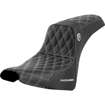 SADDLEMEN Pro Series SDC performance motorcycle seat with white stitching for FXBB/FXST 2018-2023, no backrest, by Bill's Exhausts