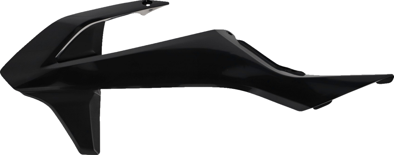 Black Acerbis radiator shrouds for motorcycle body protection, designed for optimal airflow and durability.