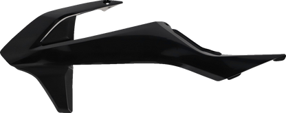 Black Acerbis radiator shrouds for motorcycle body protection, designed for optimal airflow and durability.