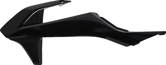 Black Acerbis radiator shrouds for motorcycle body protection, designed for optimal airflow and durability.