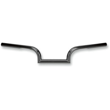 Black BILTWELL Mustache Handlebar for motorcycles, shown with curved design and mounting points, from Bill's Exhausts.