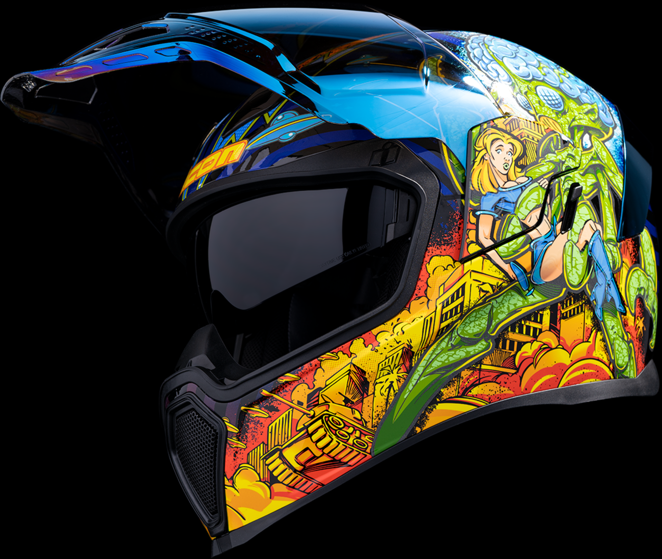 Bill's Exhausts ICON Airflite™ Helmet Bugoid Blitz blue 3XL helmet with aerodynamic design and clear visor.