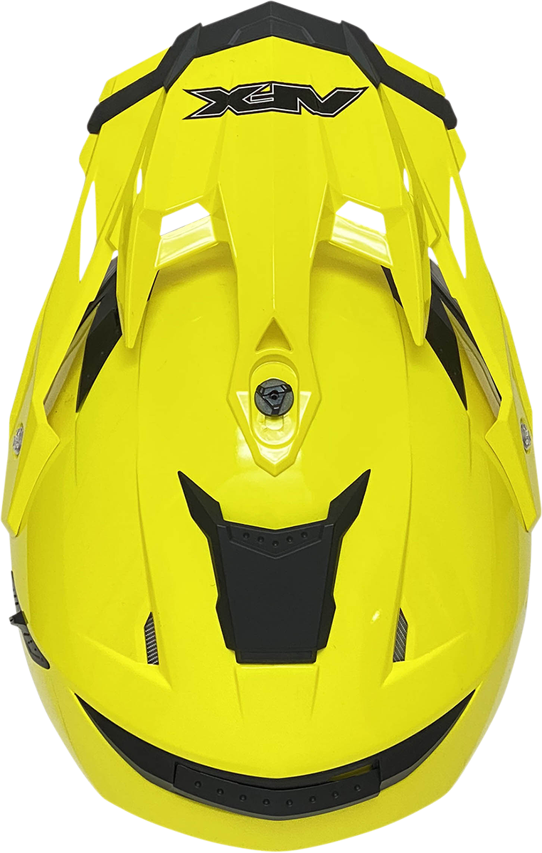 Bill's Exhausts AFX FX-41DS helmet in hi-vis yellow, XL size, featuring a sleek design and clear visor for safety and visibility.